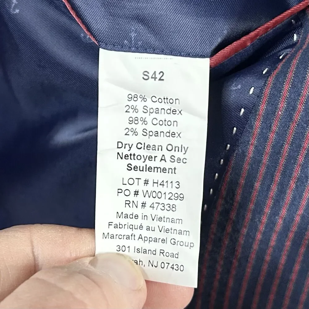 Tommy Hilfiger 42S Seersucker Sport Coat Red Blue Striped Two Button Double Vent - Picture 4 of 8